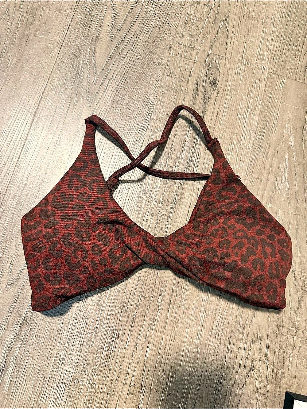 Beach Riot Twist Top Sports Bra Bikini Top Red & Black